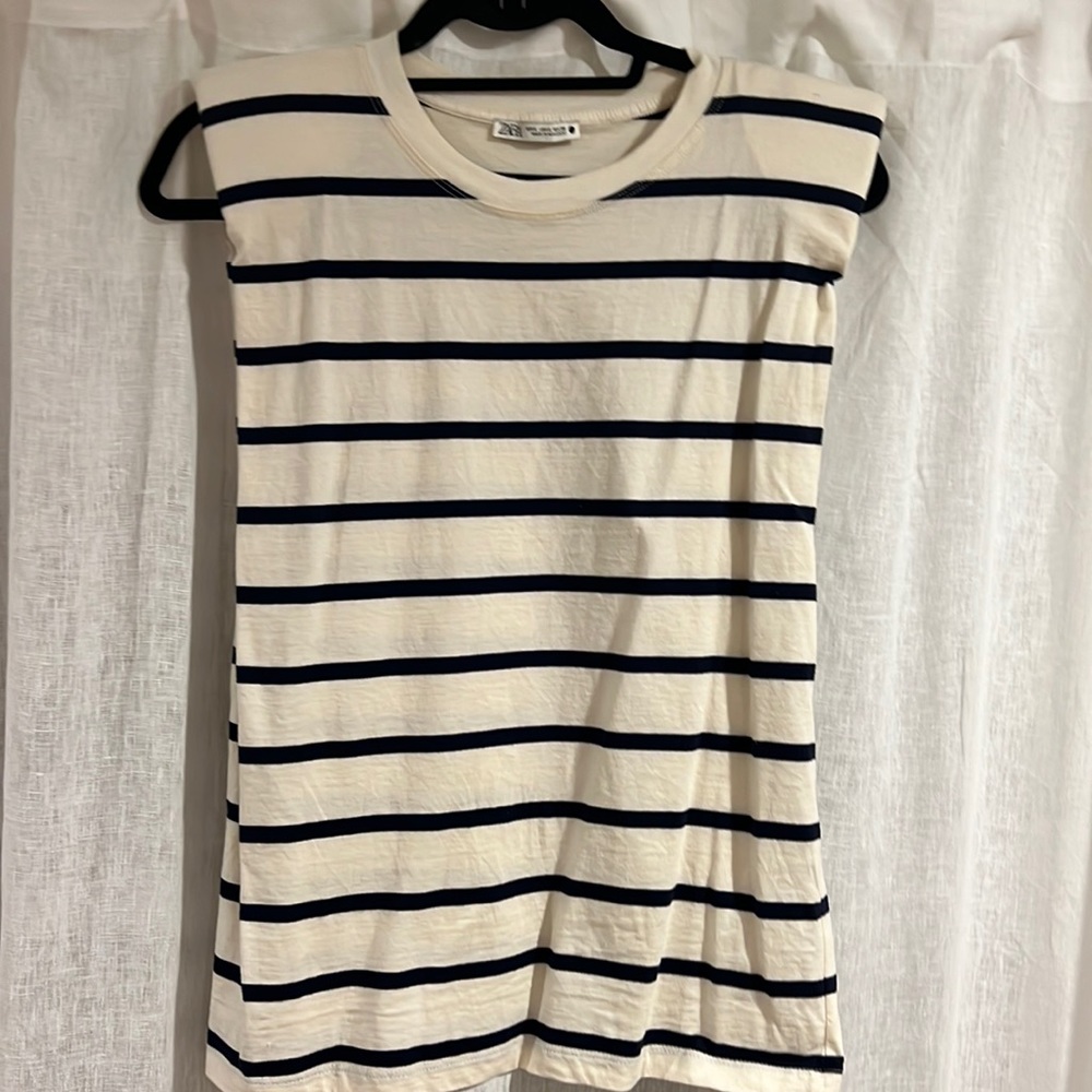 Zara Striped Tank with shoulder pads